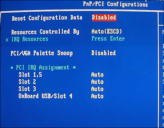 PnP/PCI Configurations