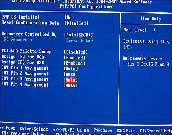 PnP/PCI Configurations