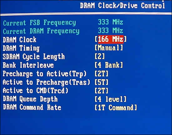 Chipset Features Setup