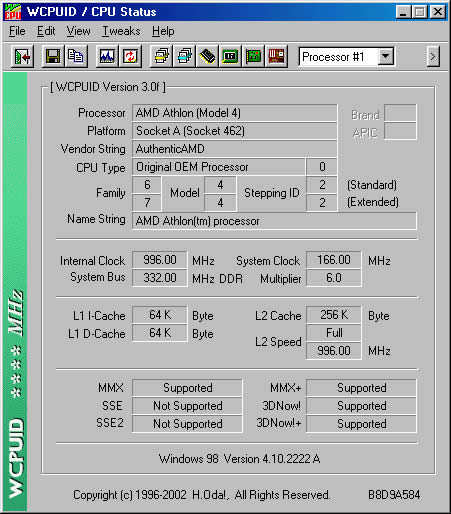WCPUID bei 166 MHz