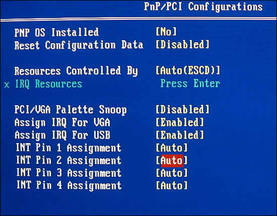 PnP/PCI Configurations