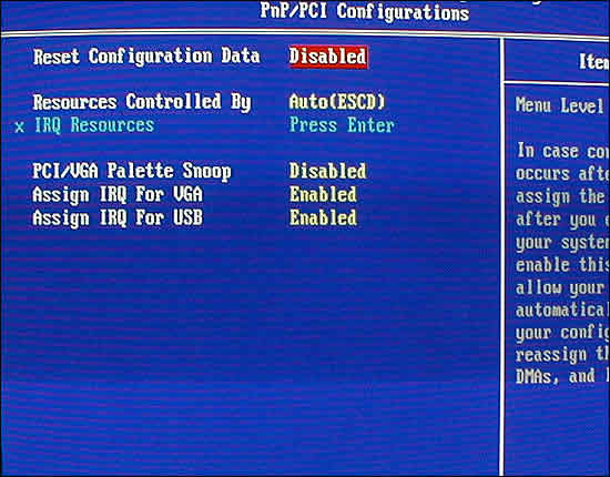 PNP/PCI Configurations