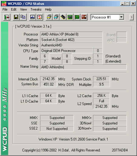WCPUID 225 MHz