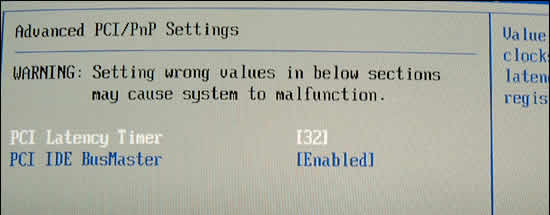 Advanced PCI/PnP Settings