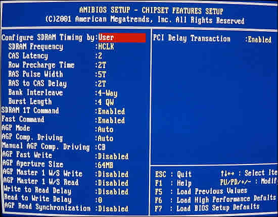 Chipset Features Setup