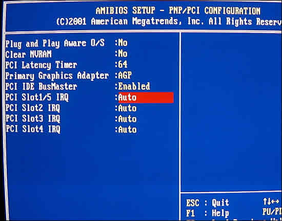 PnP/PCI Configuration