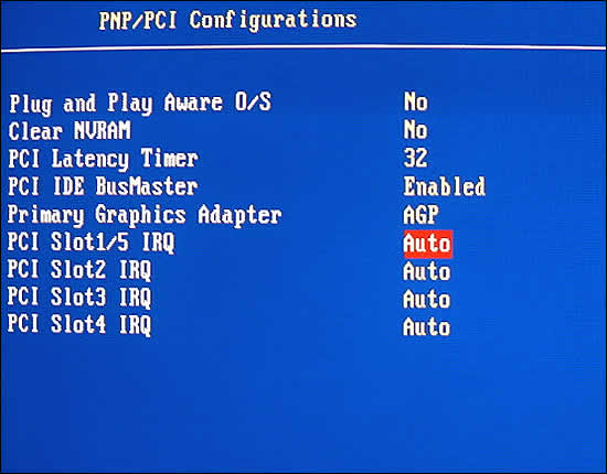 PNP/PCI Configurations