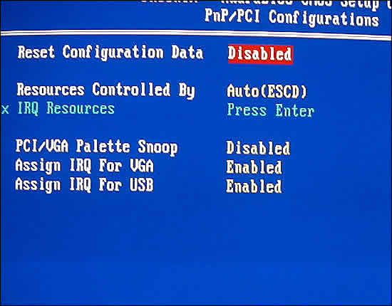 PNP/PCI Configurations