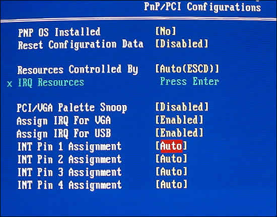 PnP/PCI Configurations