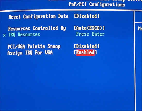 PNP/PCI Configurations