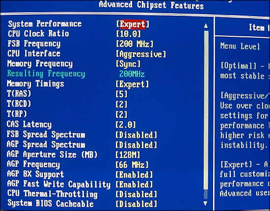 Advanced Chipset Features