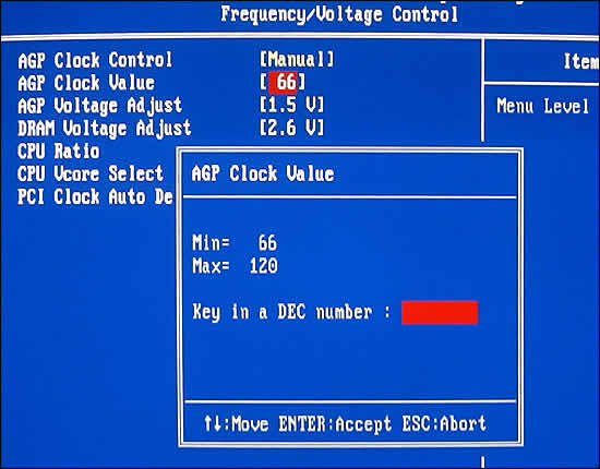 AGP Clock Value