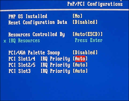 PnP/PCI Configurations
