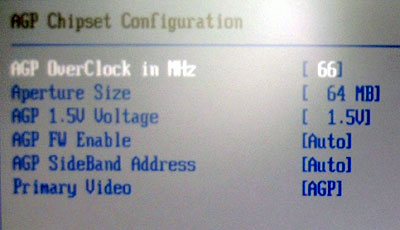 BIOS AGP Screen