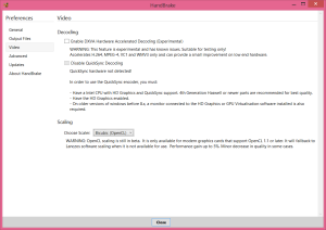 HandBrake 0.10 - Optionen