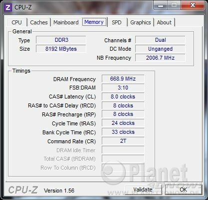 CPU-Z Speicher AMD Phenom II X6 1100T DDR3-1333