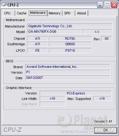 CPU-Z Screenshot zum Artikel Gigabyte GA-MA790-DQ6