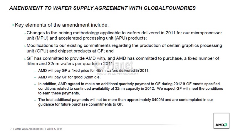 AMD - GlobalFoundries - Wafer Supply Agreement Amendment