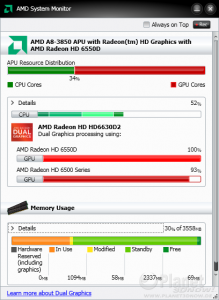 AMD System Monitor - Llano @ Dual Graphics