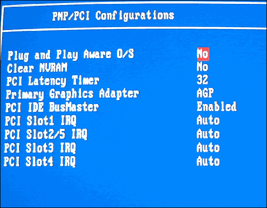 PNP/PCI Configurations