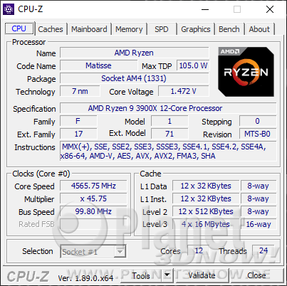 AMD Ryzen 9 3900X im Detail - CPU-Z