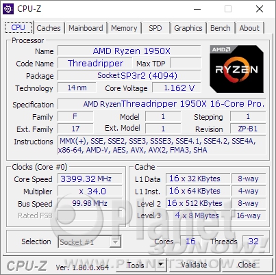 CPU-Z Screenshot AMD Threadripper powered by Photoshop