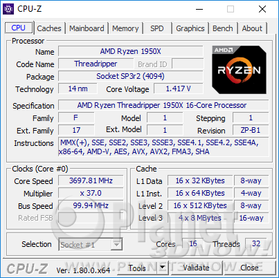 AMD Ryzen Threadripper 1950X - CPU-Z: CPU Turbo-Takt