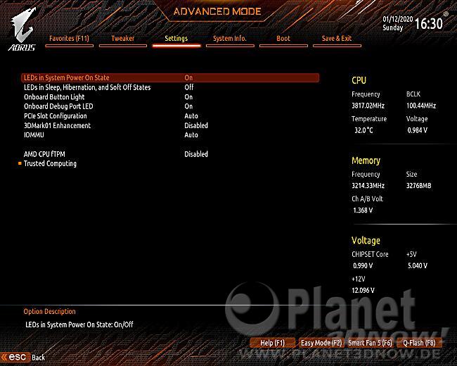 Gigabyte X570 Aorus Master: BIOS