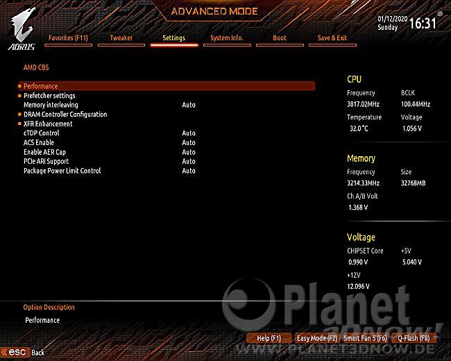 Gigabyte X570 Aorus Master: BIOS