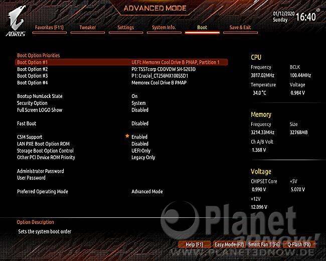 Gigabyte X570 Aorus Master: BIOS