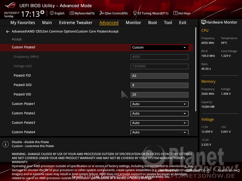 Custom P-States im BIOS des ASUS Crosshair VI Hero