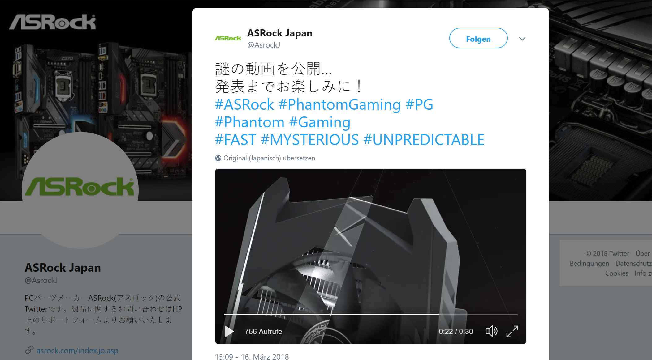 Twitteraccount ASRock Japan